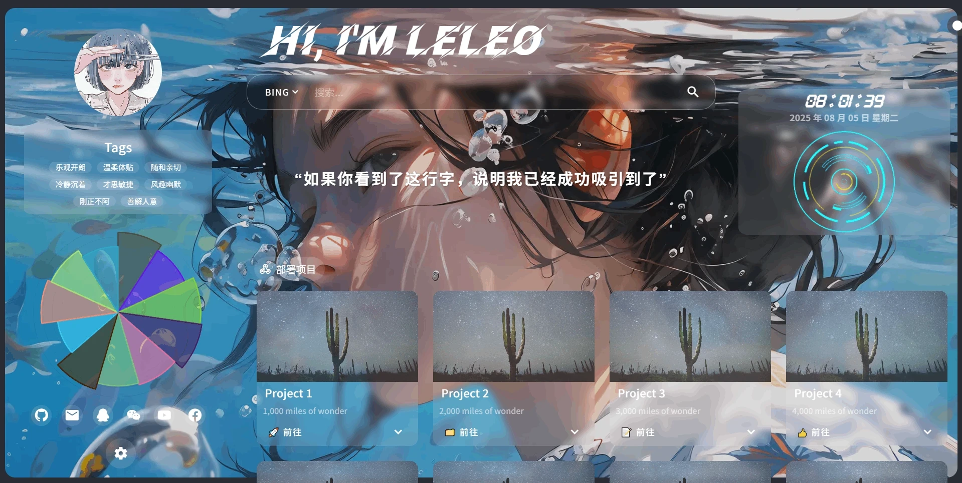 leleo-home-page —— 一款简洁美观的个人主页源码